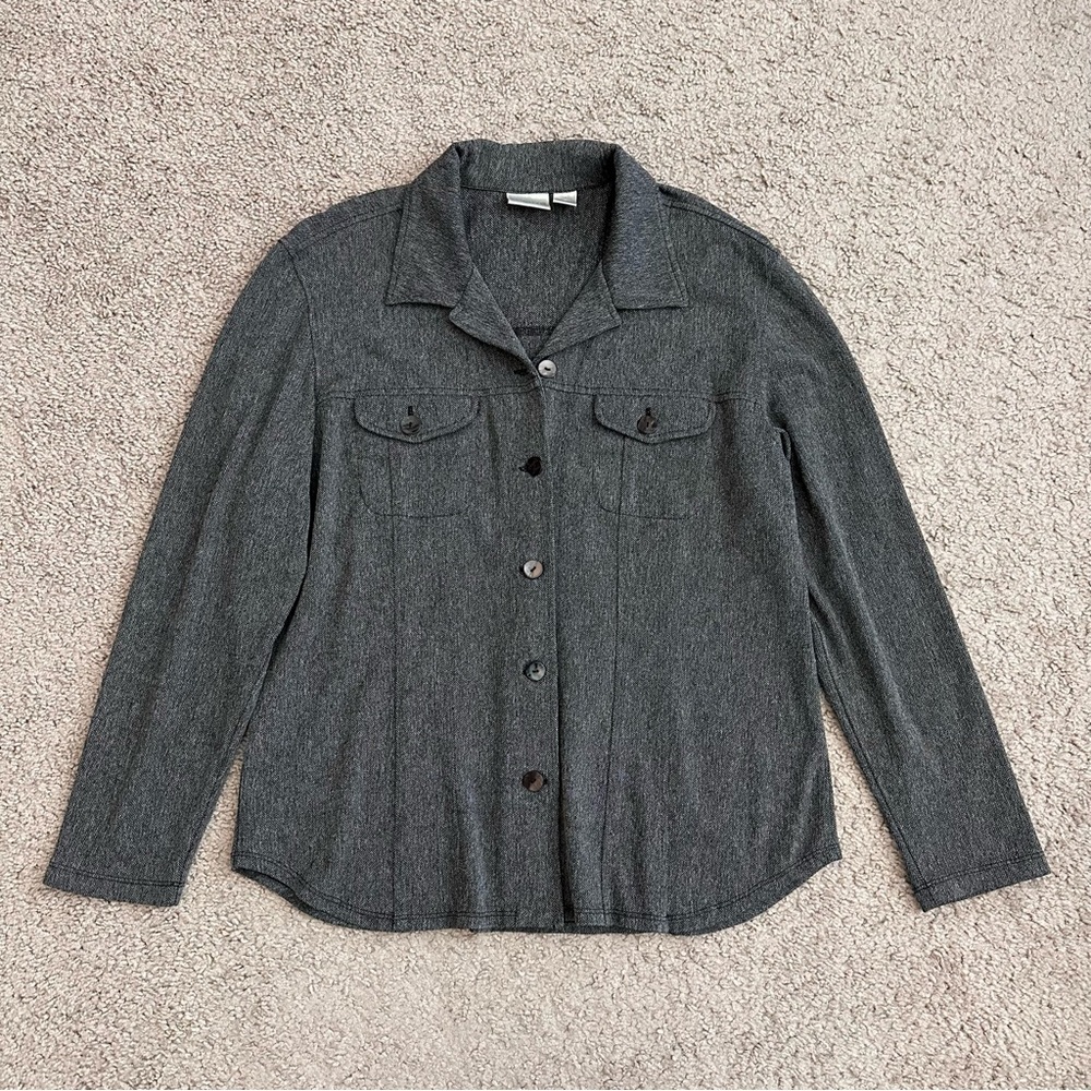 Chico's Knit Chevron Button Up Shirt Womens 2 (M/12)